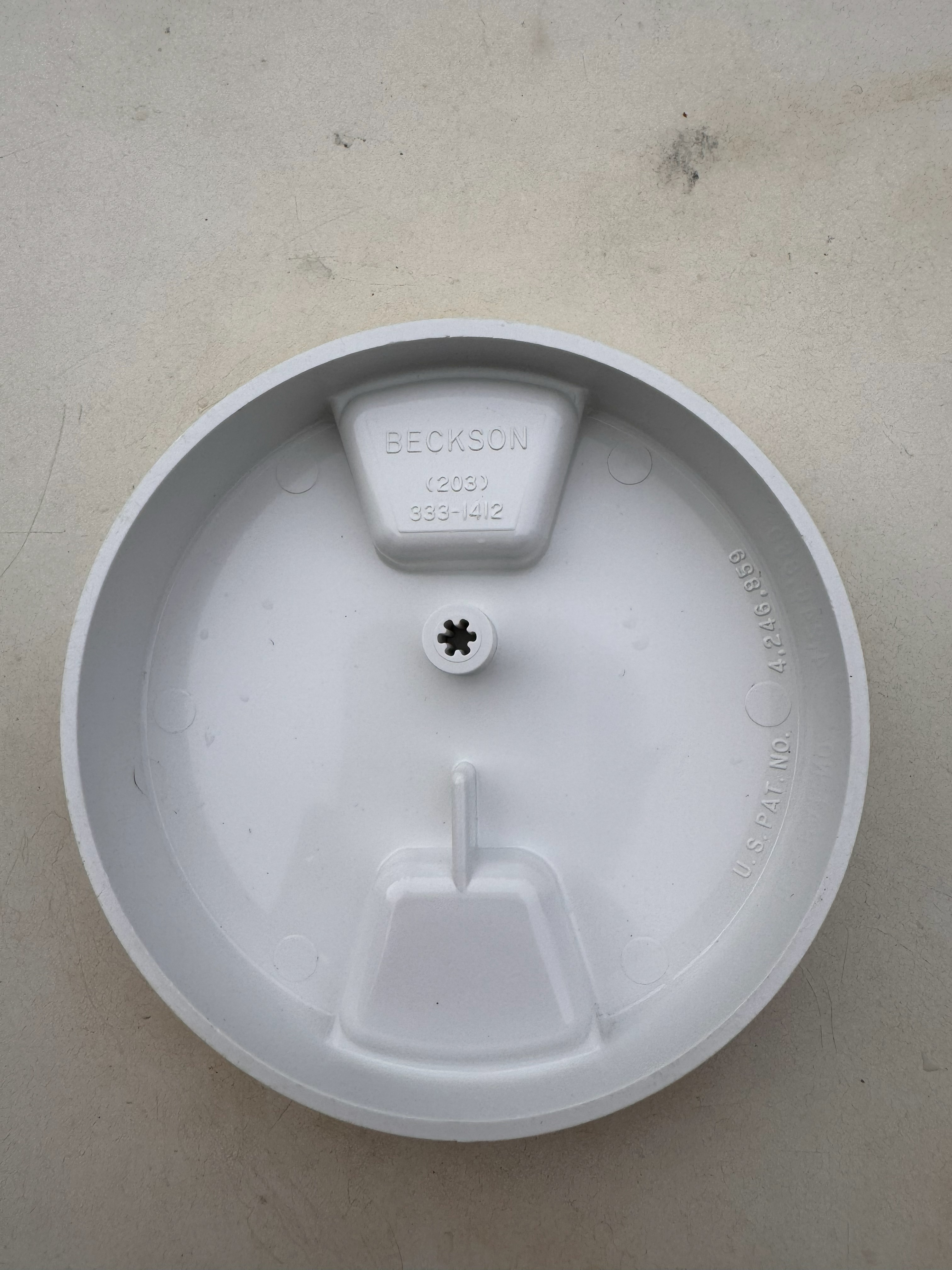 Beckson or West Marine 4 inch screw-in inspection port plate view